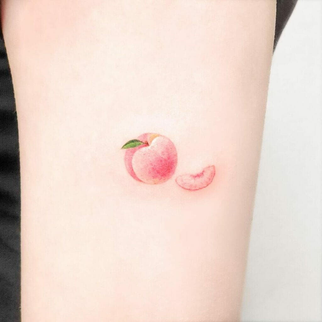 Realistic Peach Tattoo On Hand