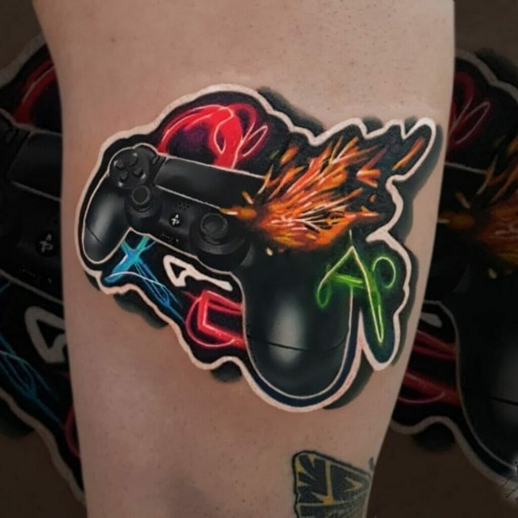 Realistic Playstation Tattoo