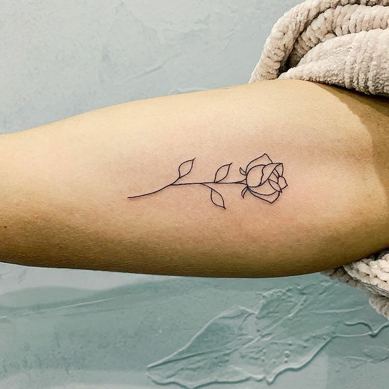 Realistic Rose Outline Tattoo