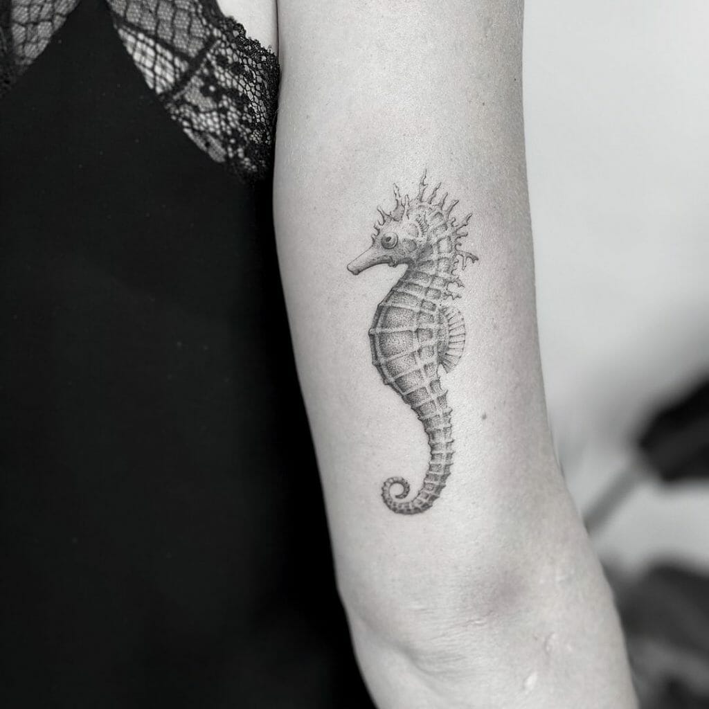 Realistic Seahorse Tattoo On Arm