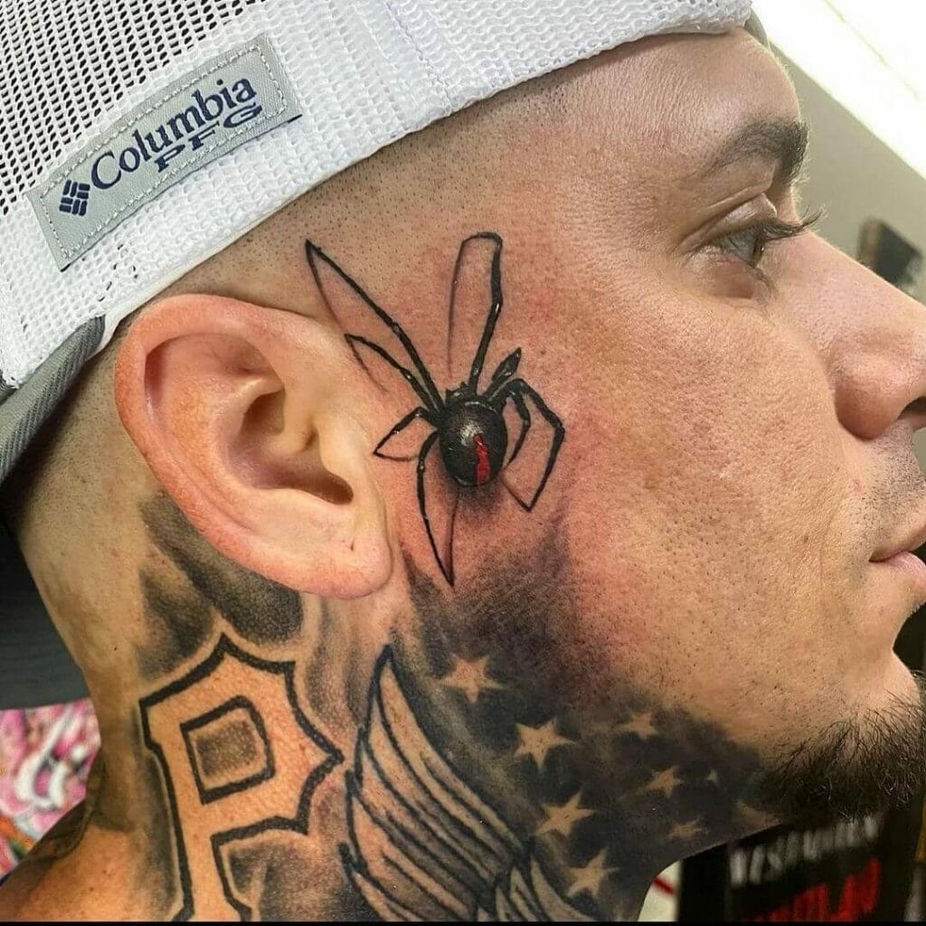 Realistic Spider Tattoo Design On The Face