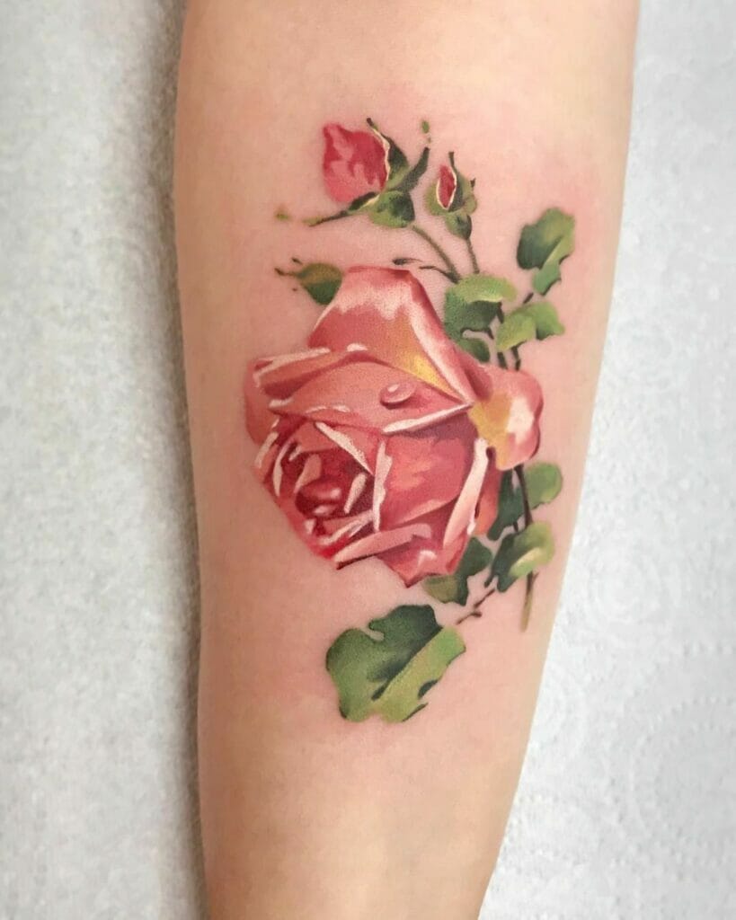 Realistic Watercolour Rose Tattoo