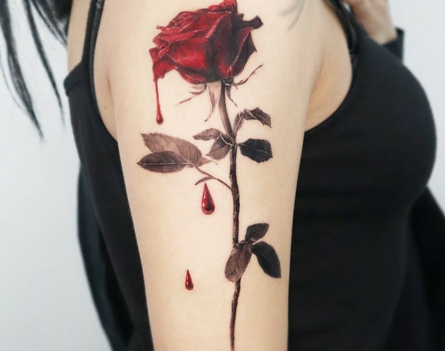 Tattoo uploaded by Chris Gradillas  Bleeding rose  Tattoodo