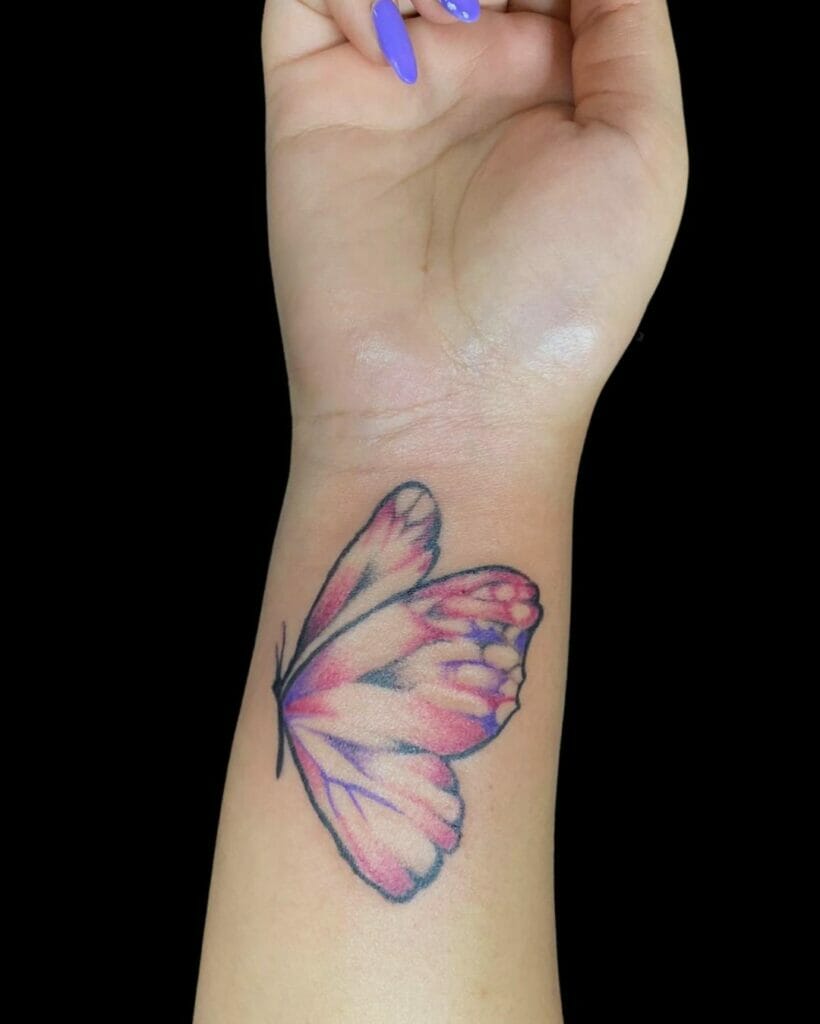 Red, White, And Blue Butterfly Tattoo