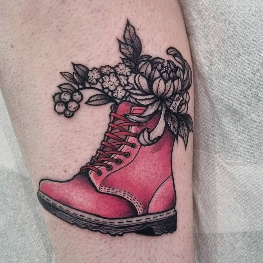 Reddish-Pink Boot Tattoo