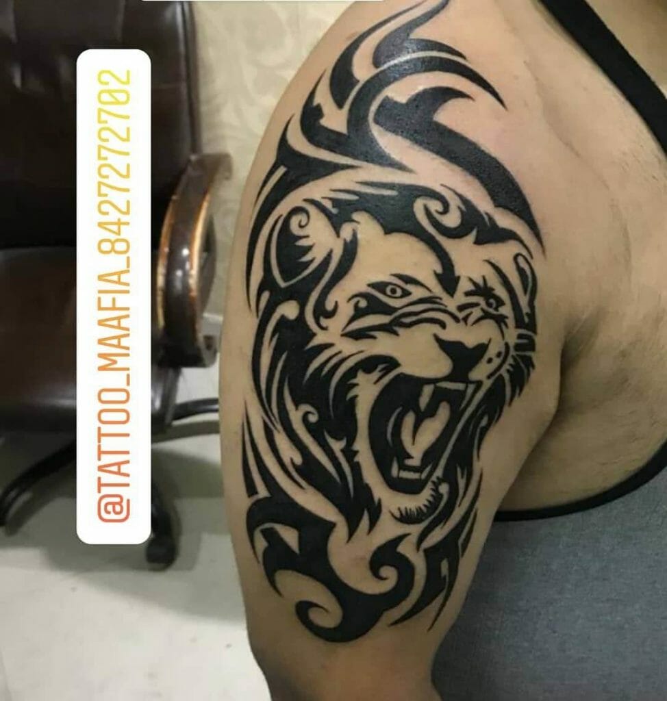 Roaring Tribal Lion Tattoo