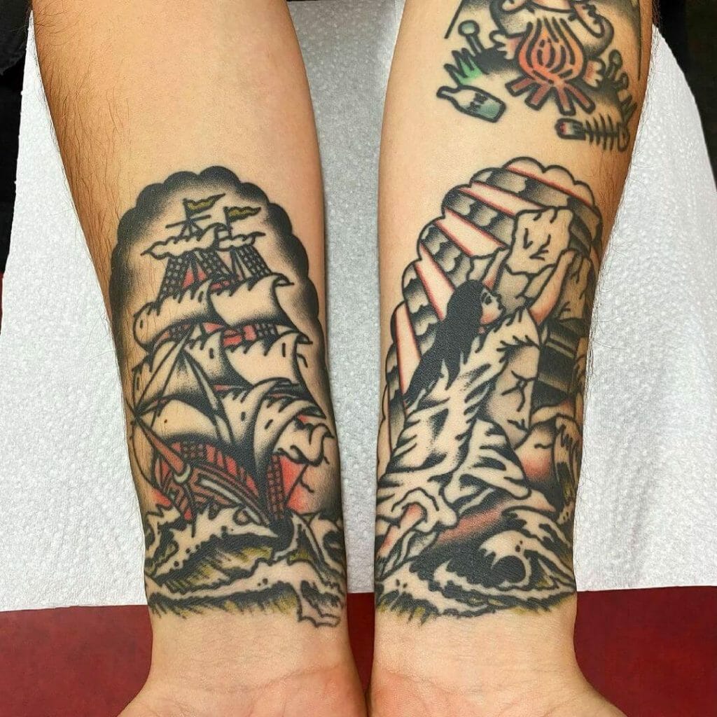Rock Of Ages Naval Theme Tattoo
