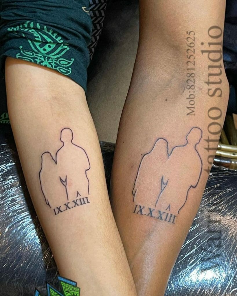 Roman Numerals Couple Tattoo