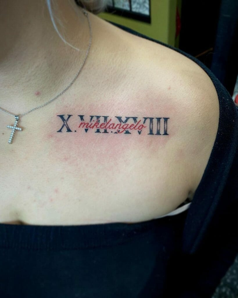 Roman Numerals Date With Name Tattoo 