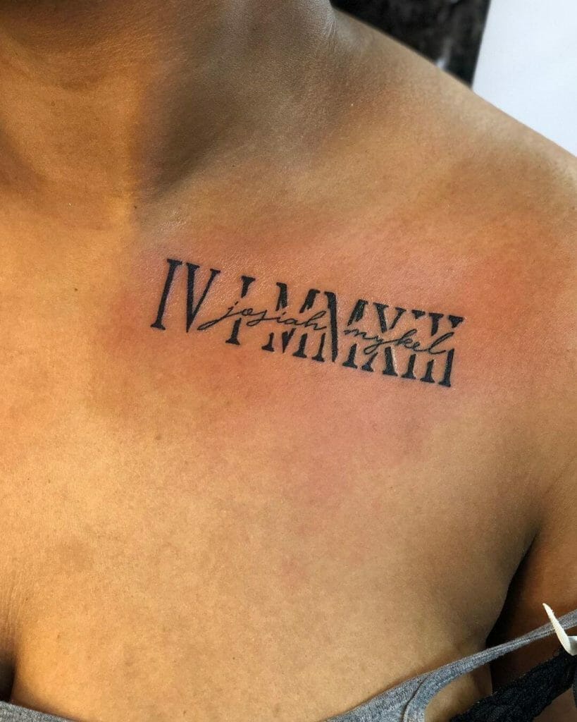Roman Numerals Date With Name Tattoos