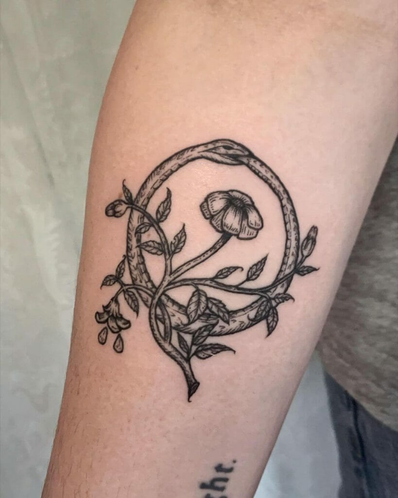Rose And Serpent Alchemy Symbols Tattoo