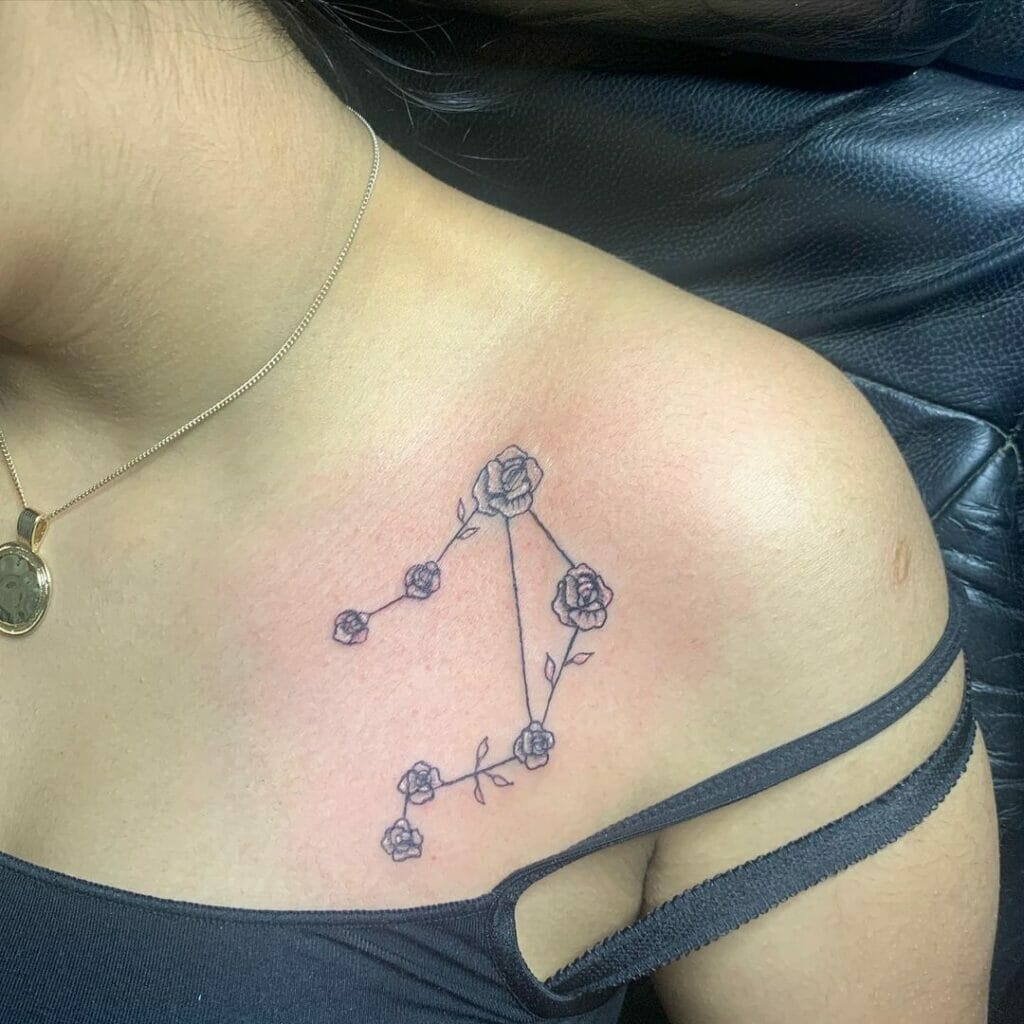 Rose Libra Tattoo With Constellation