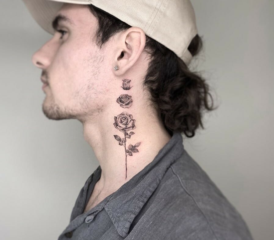 rose neck tattoos for girls