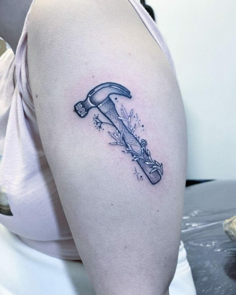 Rosemary Wrapped Around A Hammer Tattoo