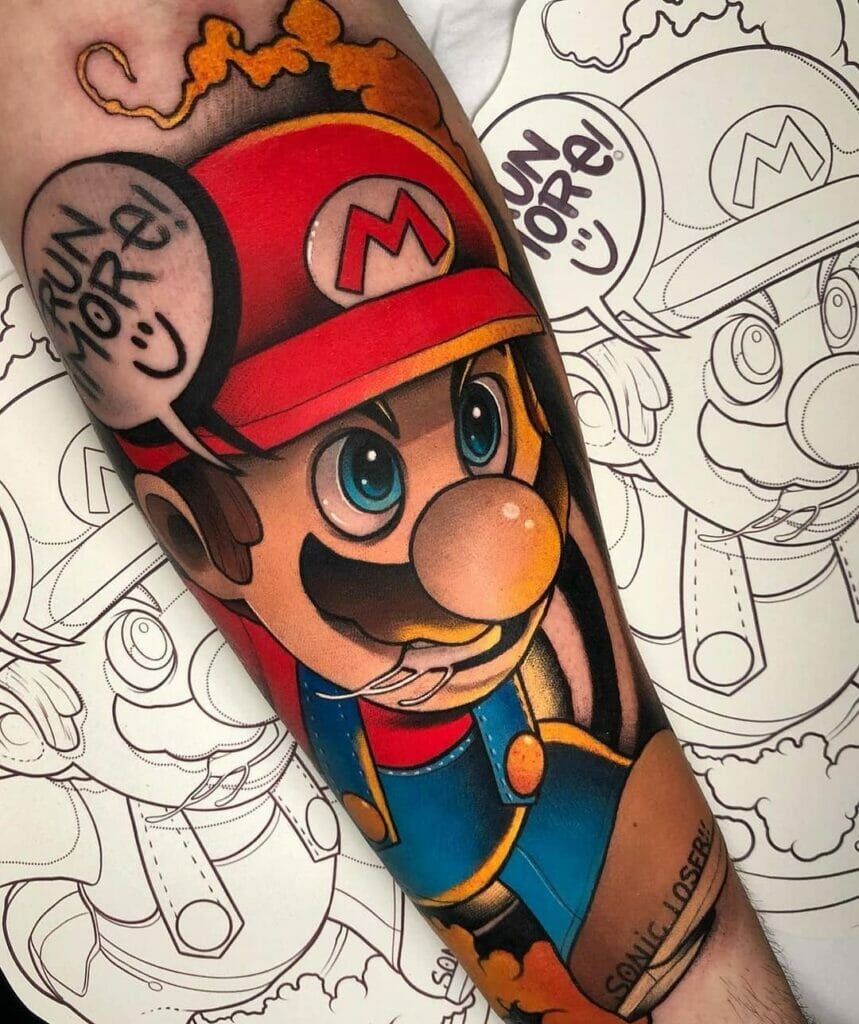 Run More! Mario Tattoo