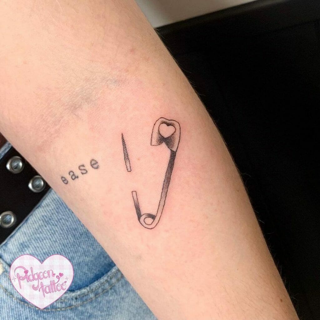 Safety Pin Tattoos Designs With Words Or Phrases