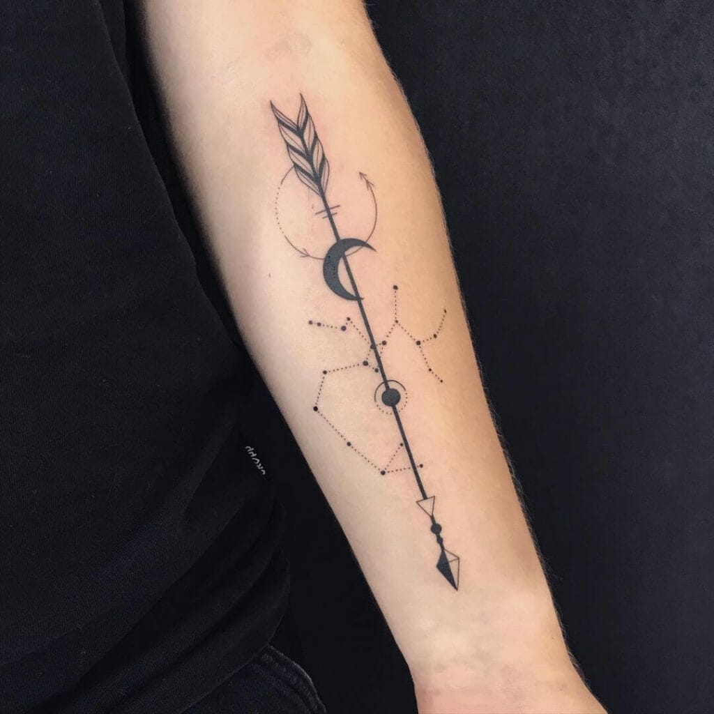 Sagittarius Constellation Arrow Forearm Tattoo