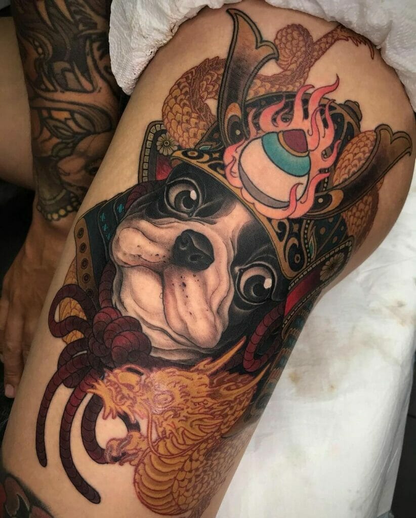 Samurai French Bulldog Tattoo