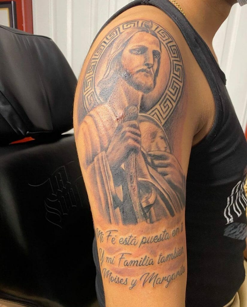 San Judas Tattoo On Arm