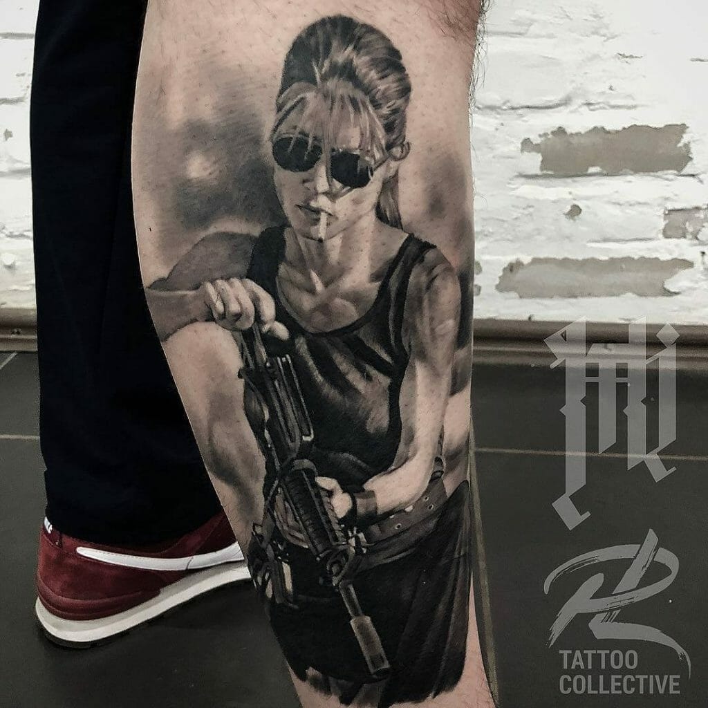 Sarah Connor Portrait Tattoo