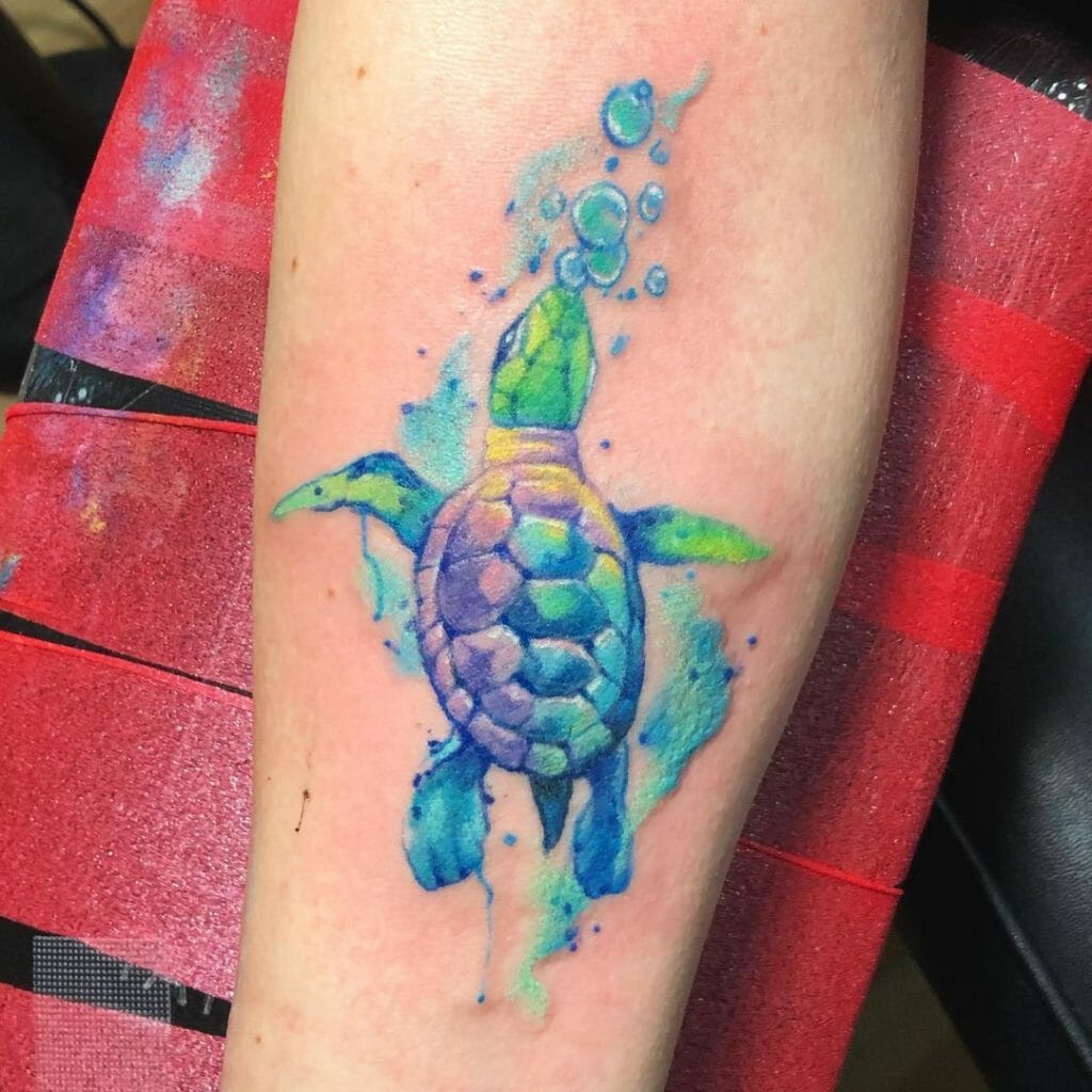 Sea Turtle Tattoo Watercolor Design