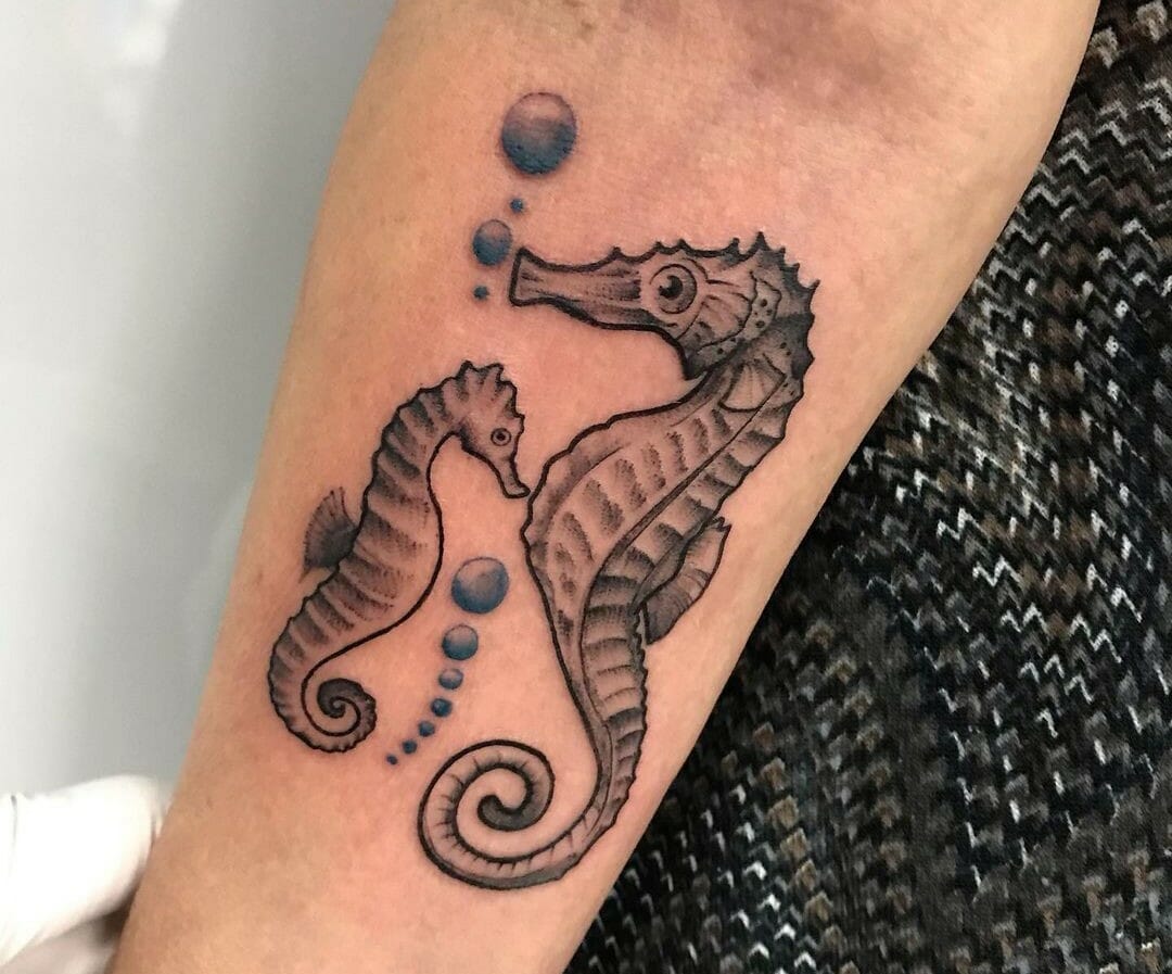 Tattoo uploaded by JenTheRipper • Musical seahorse tattoo by Jessica Aaron  #JessicaAaron #fineline #blackandgrey #monochrome #finelineblackandgrey # seahorse #trumpet • Tattoodo