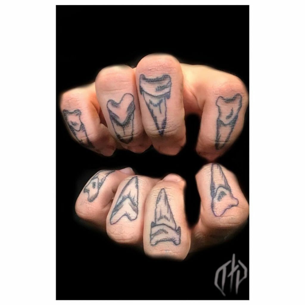 Shark Teeth Knuckle Tattoo