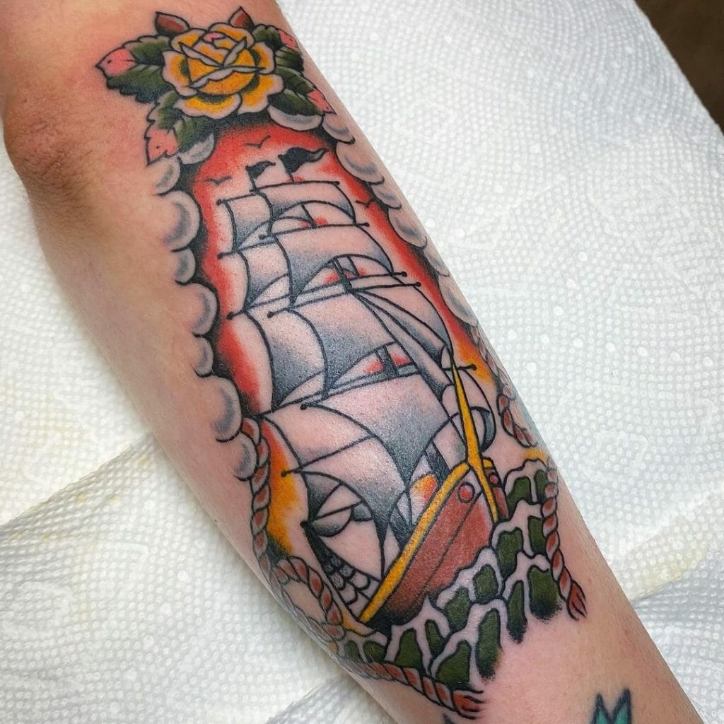 Ship Tattoos Under The Red Sky