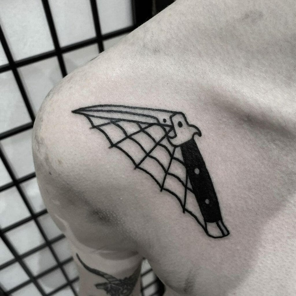 Shoulder Knife Cobweb Tattoo