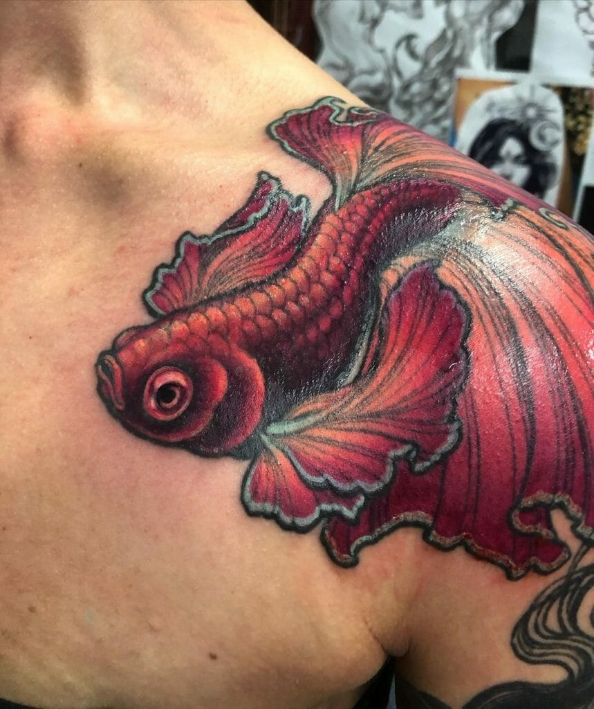 Siamese Fighting Fish Shoulder Tattoo