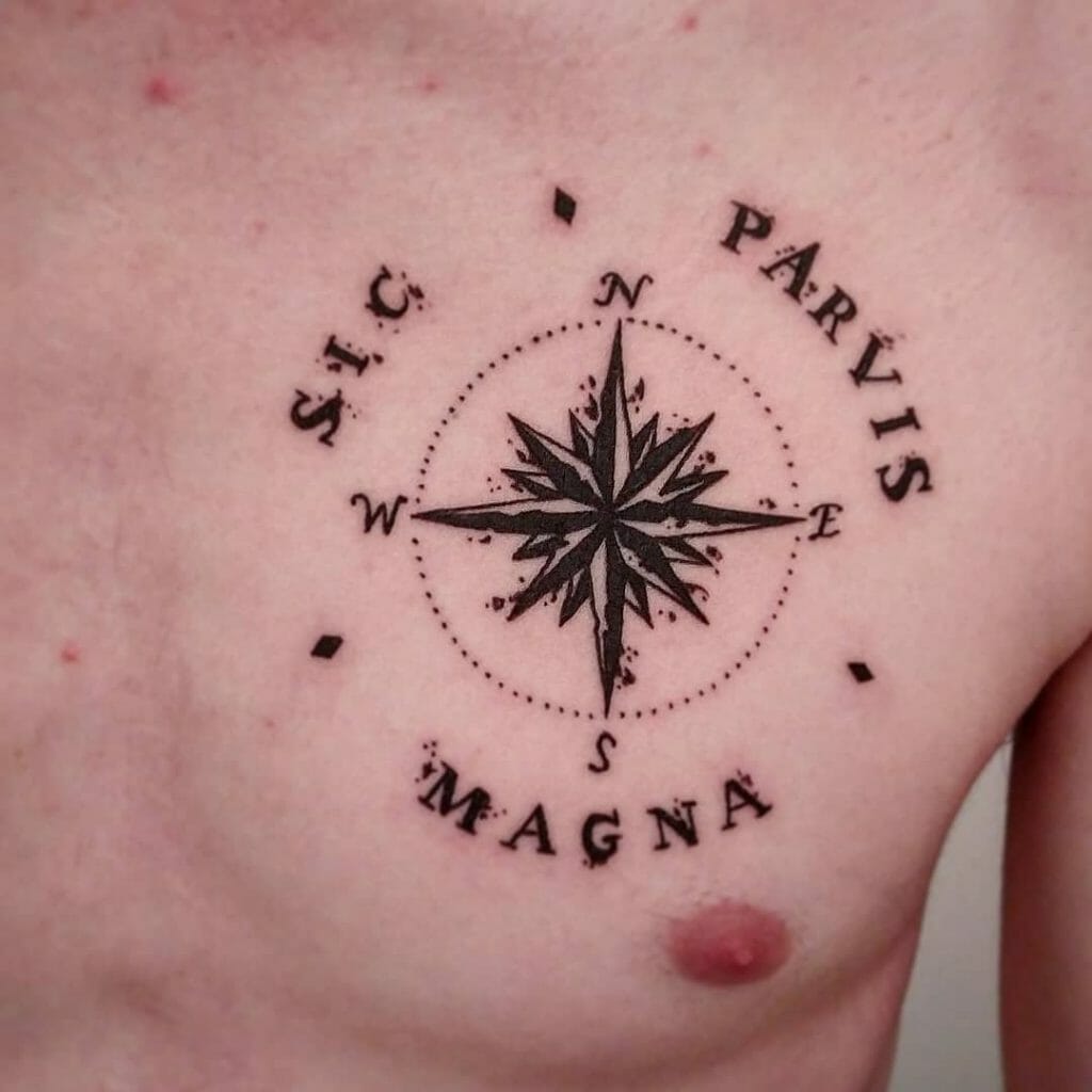 Sic Parvis Magna Chest Tattoo