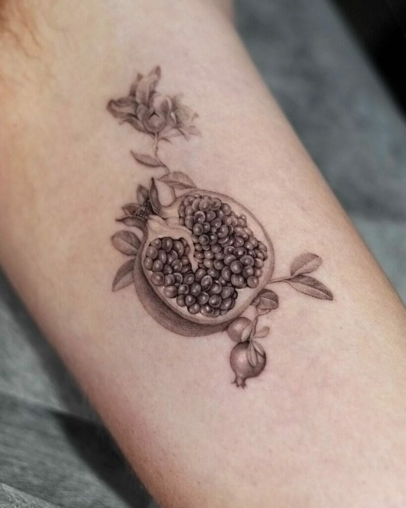 Simple And Beautiful Blackwork Pomegranate Tattoo