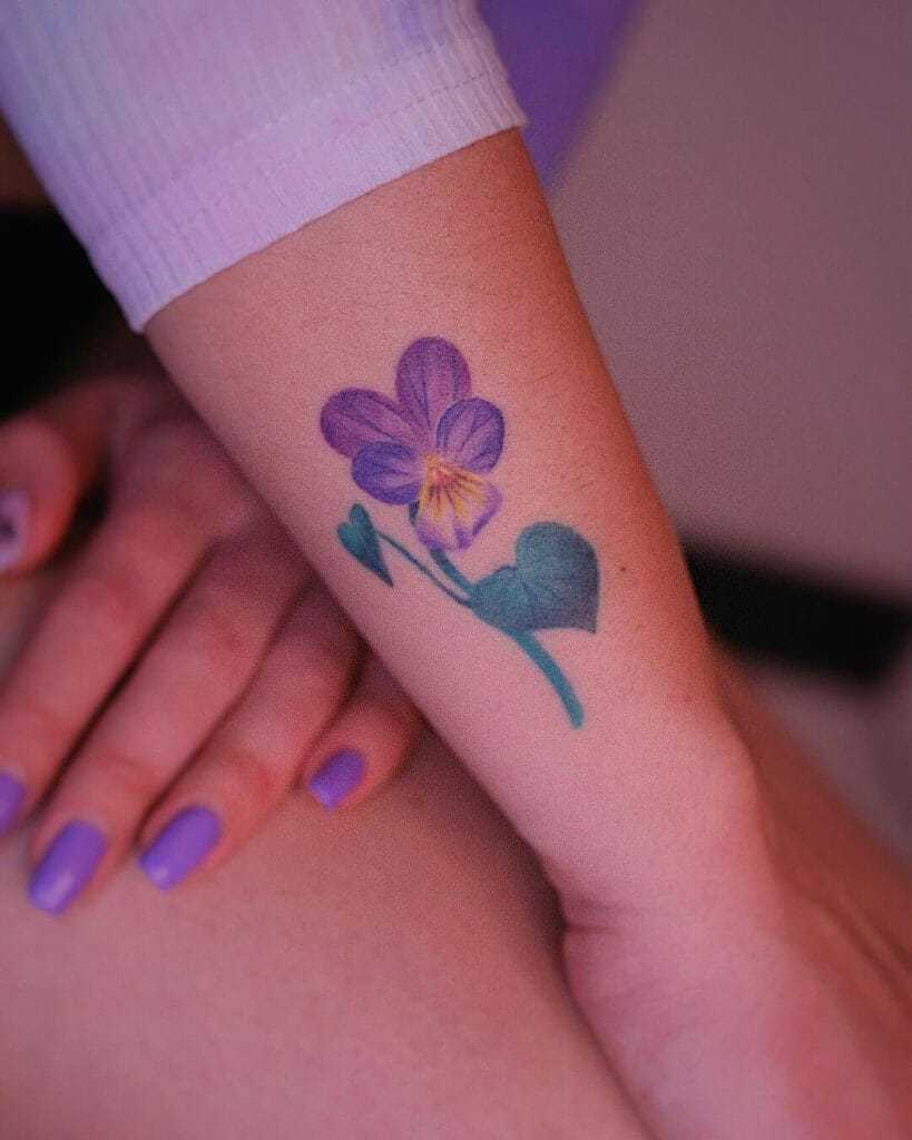 Simple Blue Violet Flower Tattoo