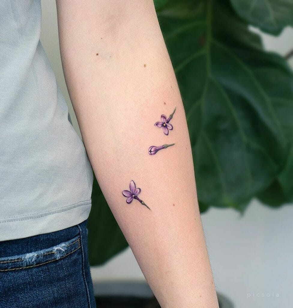 Single Lilac Flower Tattoo