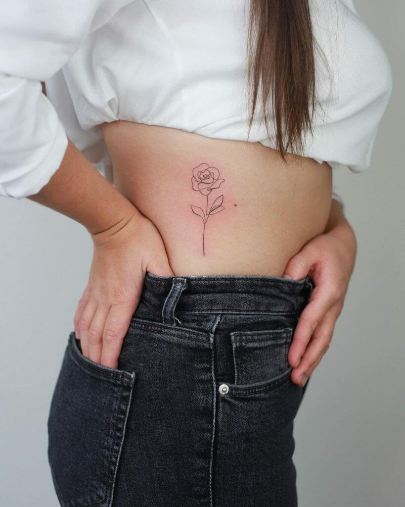 Single Line Rose Tattoo