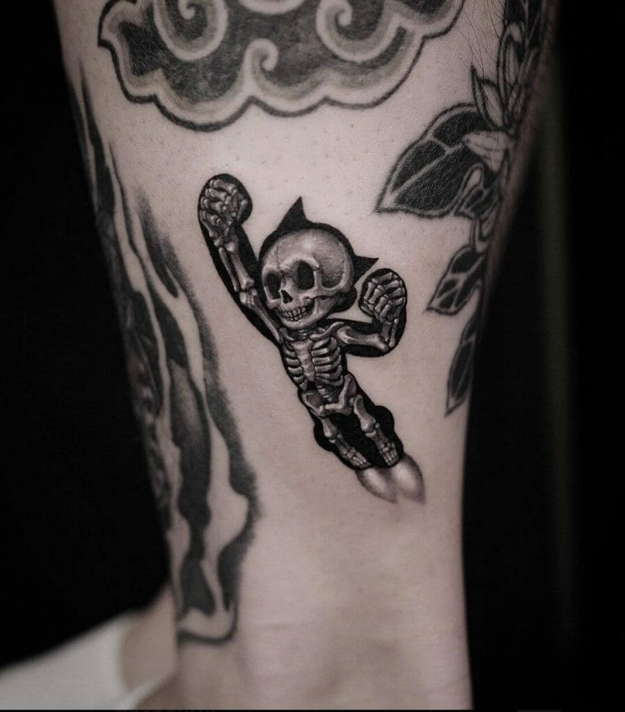 Skeleton Of Astro Boy Tattoo