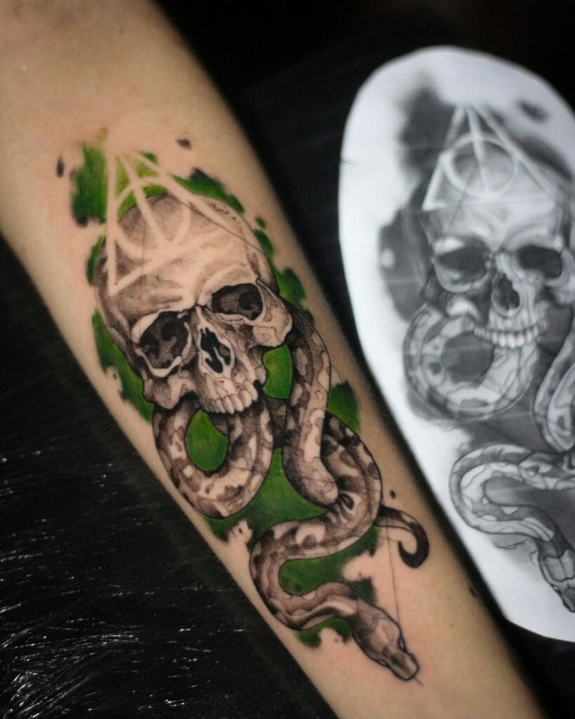 Skull And Snake Slytherine Tattoo