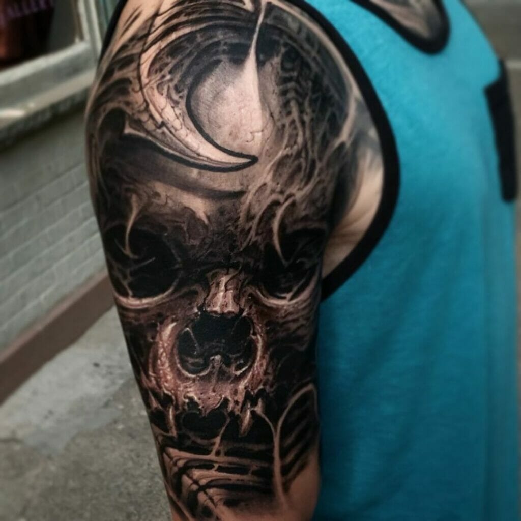 Skull Biomechanical Tattoo