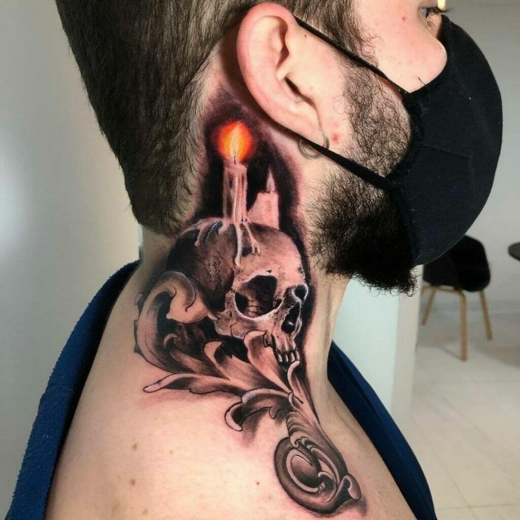 Skull Neck Tattoos For Men