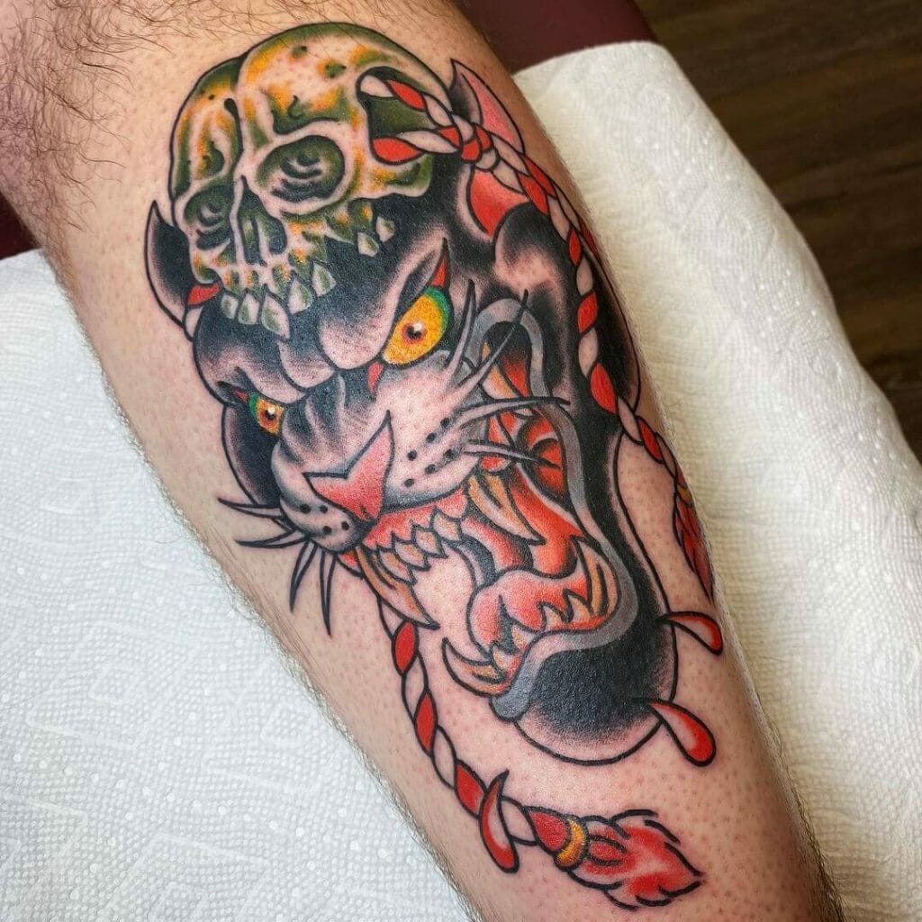 Skull Panther Tattoo Designs