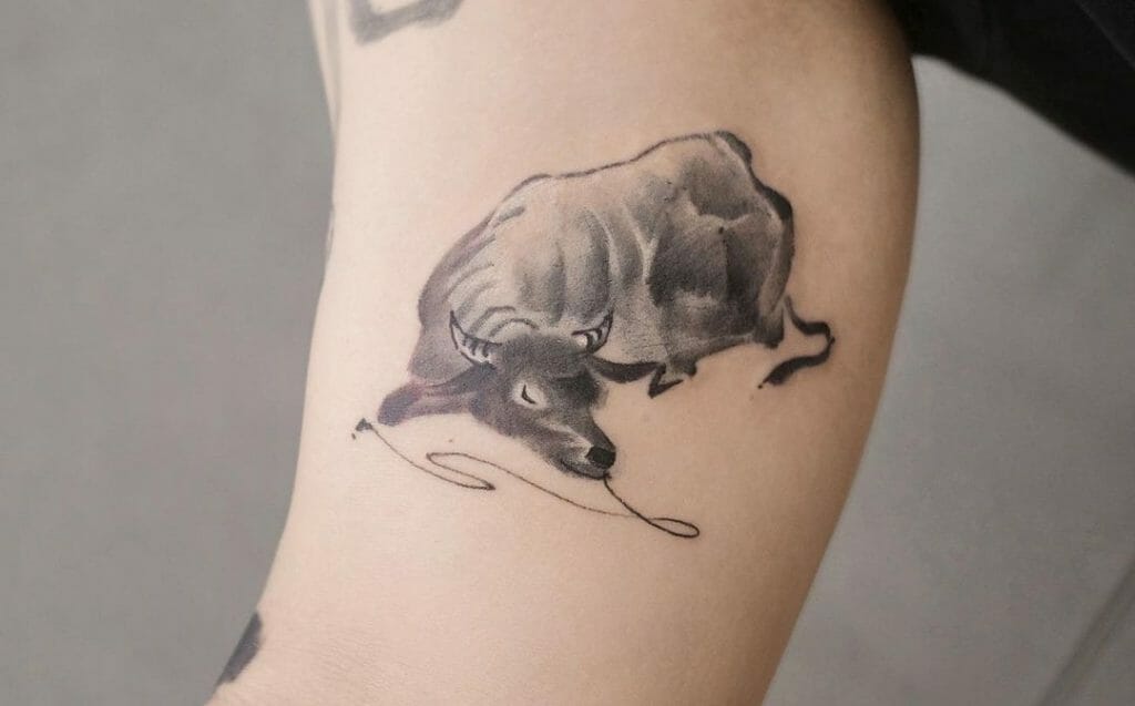 Sleeping Cow Tattoo
