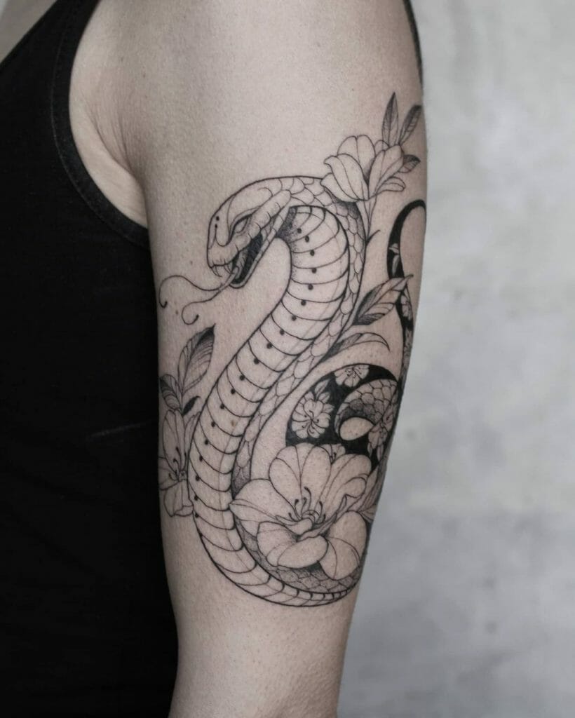 Slytherin Floral Snake Tattoo
