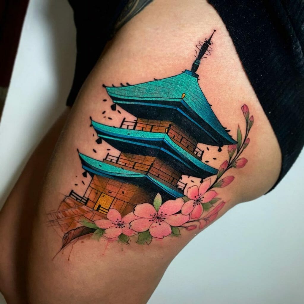 Small Japanese Pagoda Tattoo