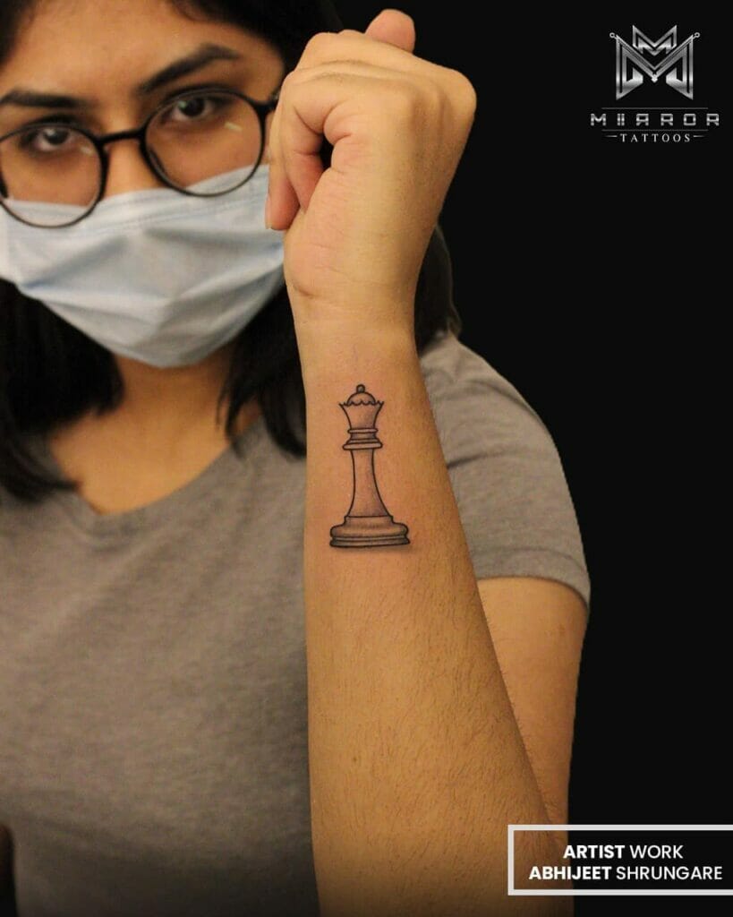 Small Queen Chess Piece Tattoo
