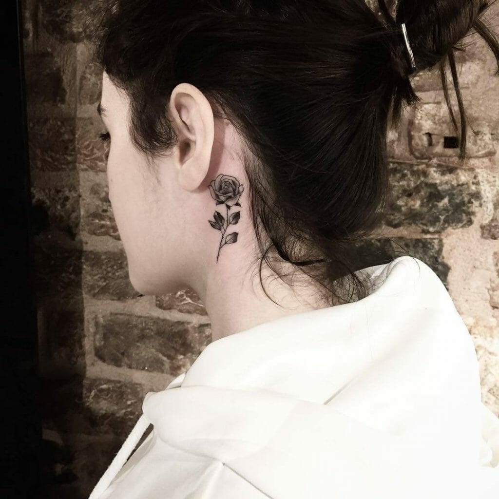 Small Rose Neck Tattoo