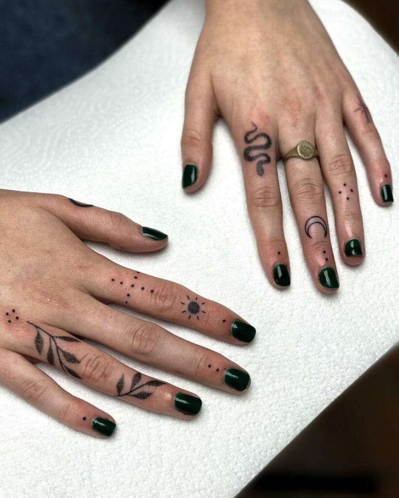 Small Snake Tattoo On Finger