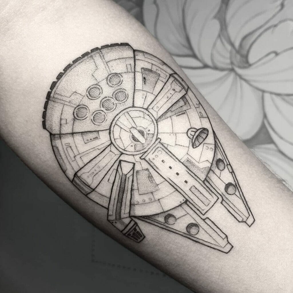 Smuggler's Spaceship Tattoo Design