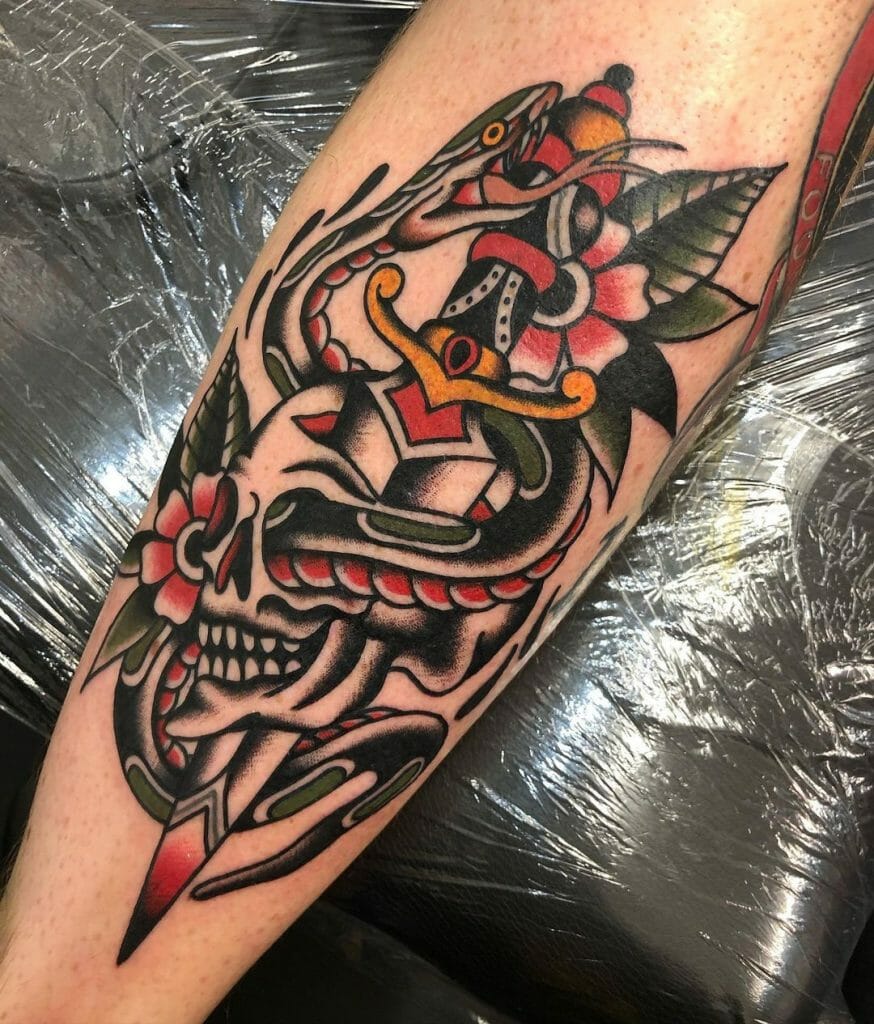 Snake And Dagger Tattoos