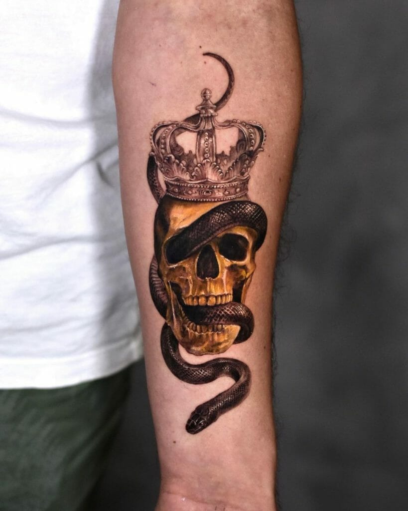 Snake Arm Tattoo With Skull