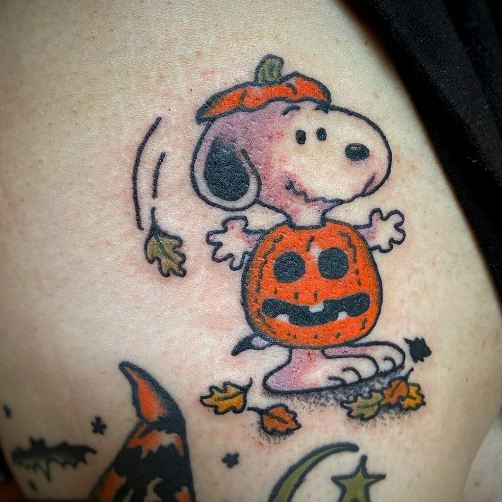 Snoopy On Halloween Tattoo